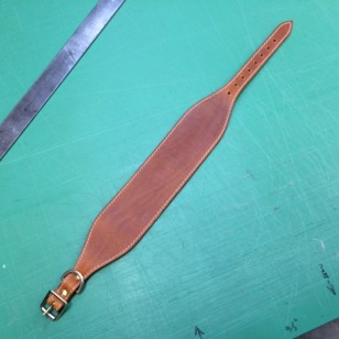 X-Large Scottish Deerhound or Irish Wolfhound Collar in thicker and Softer Tan Leather (3" wide to fit 17.5" to 23" neck) 